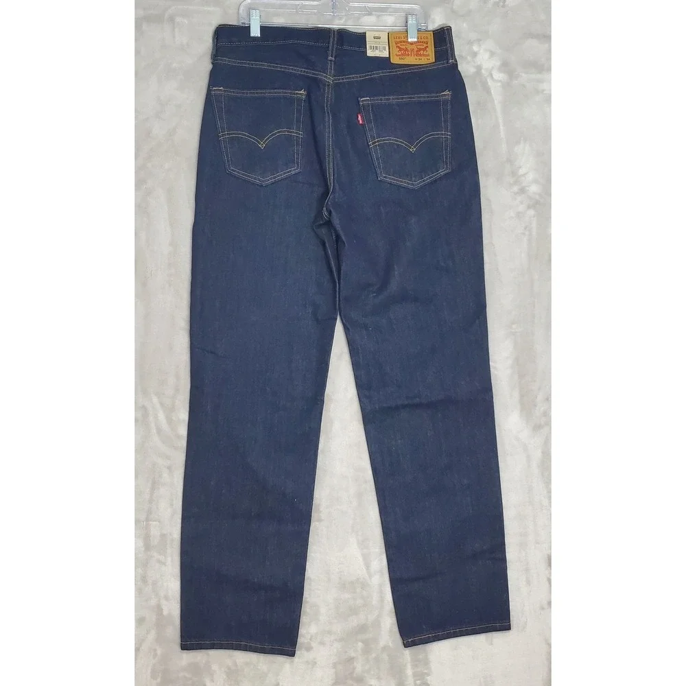 Levi's 550 Relaxed Jeans Mens 34x34 100% Cotton Dark Blue Denim Cowboy NWT
